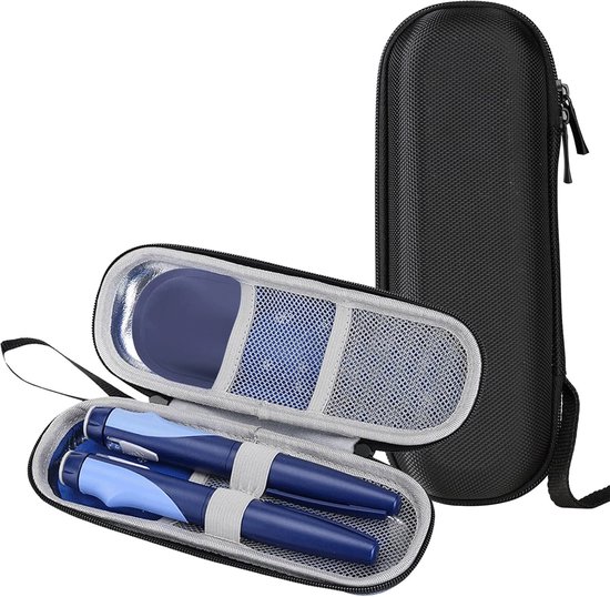 2-delige insuline gekoelde reisdoos - Koelbox - IJspak - Diabetes tas - Insuline gekoelde harde koffer - Insulinepen etui - Geschikt voor insulinepennen - Geschikt voor dagelijks gebruik en reizen (zwart) van Merkloos