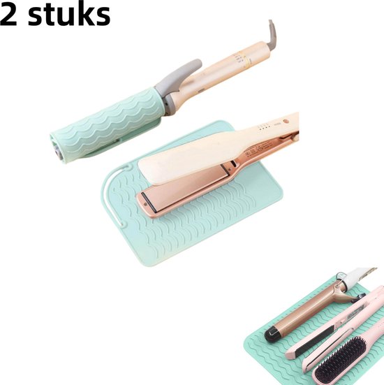 2-delige krultang warmte-isolatiepad - Permanente ijzer antislippad - Draagbare reiswarmtetool padhoes - Geschikt voor krultangen, stijltangen, stijltangen en andere haartools - Groen van Nivlan