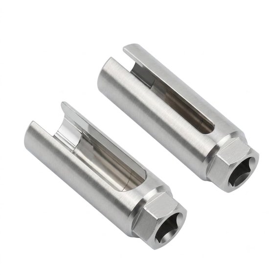 2-delige lambdasondesleutelset, 22 mm zuurstofsensordop met brede uitsparing aan de zijkant ter bescherming van de kabels, universeel lambdasondegereedschap voor 1/2" aandrijving