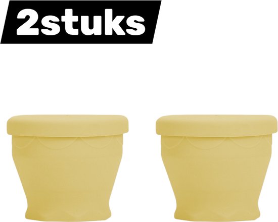 2-delige opvouwbare beker - Draagbaar en opvouwbaar - Siliconen waterbeker - Voedselveilig - Geschikt voor buitenreizen, kamperen, mondwater, koffiebeker - Geel