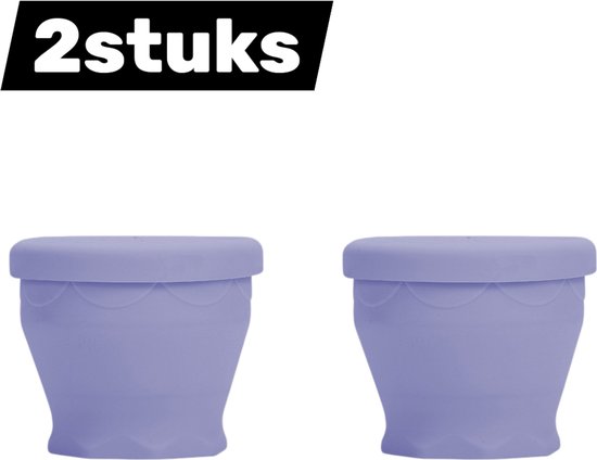 2-delige opvouwbare beker - Draagbaar en opvouwbaar - Siliconen waterbeker - Voedselveilig - Geschikt voor buitenreizen, kamperen, mondwater, koffiebeker - Paars