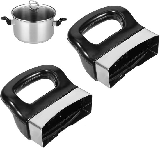 2 handgrepen - Zijhandgreep - Universele handgreep - Aluminiumlegering - Vervangbaar - Afmeting 7*6,5 cm - Geschikt voor snelkookpannen, steelpannen, enz. - Zwart