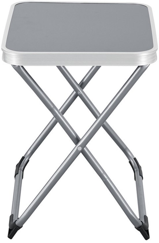 2-in-1 Camping Kruk & Tafel – Opvouwbaar – Metalen Frame – 47x47x37 cm – Grijs – Compact voor Outdoor