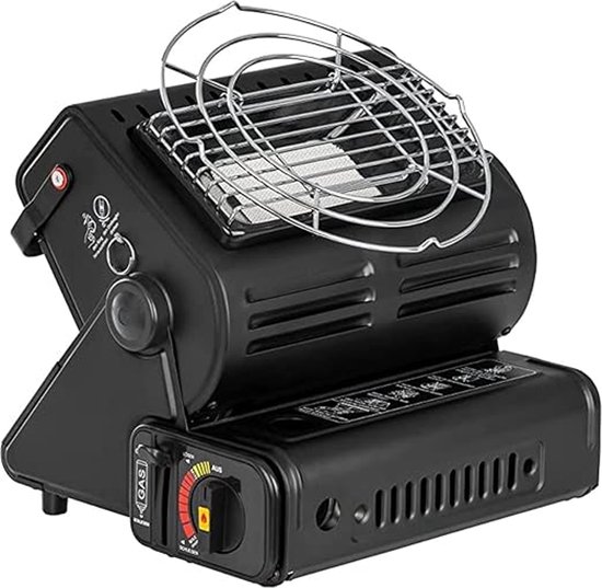 2-in-1 Draagbare Keramische Gasverwarming & Gasfornuis - 1,3 kW Camping Gasstraler - Voor Tent, Caravan & Noodpakket (Butaangas/LPG) van Merkloos