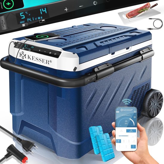 2-in-1 Dual-Zone Koelbox & Vriezer - Elektrische Frigobox met LED Touch Control 12/24V voor Auto en Kamperen