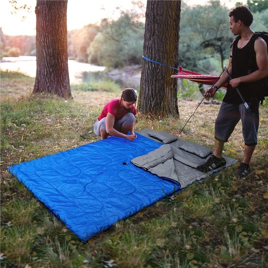 2-in-1 Dubbele Slaapzak XL – Te Scheiden in 2 Enkele Slaapzakken – 2-Persoons Plafondslaapzak voor Camping & Reizen van Merkloos