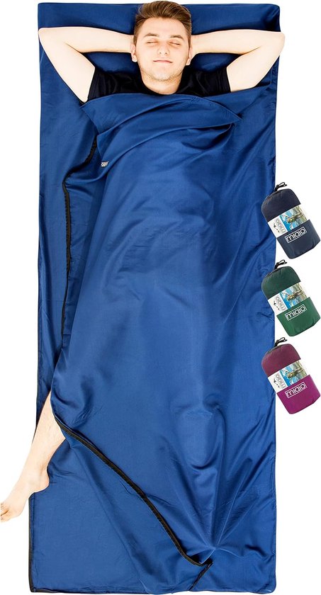 2-in-1 heupslaapzak met doorlopende ritssluiting (links of rechts): Lichte comfortable reisslaapzak en XL reisdeken in één - zomerslaapzak met binnenslaapzak. van KingCamp