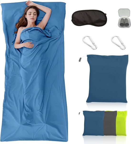 2-in-1 reis-slaapzak-hoesset - ultralichte microvezel-tijk - compacte verpakkingsmaat voor hostels - camping en backpacking - 220 x 90 cm van Merkloos