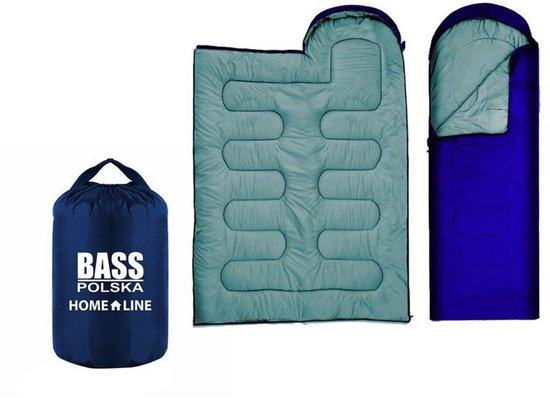 2-in-1 Slaapzak met Capuchon – Reisdeken & Enkelpersoons Slaapzak – Blauw – Lichtgewicht, Warm & Draagbaar – Ideaal voor Kamperen, Reizen & Outdoor Avonturen