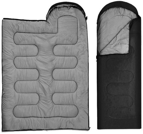 2-in-1 Slaapzak met Capuchon – Toeristendeken & Enkelpersoons Slaapzak – Zwart – Lichtgewicht, Warm & Draagbaar – Ideaal voor Kamperen, Reizen & Outdoor Avonturen