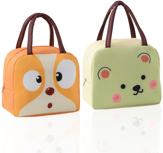 2 Pcs Lunch Bag, Oxford Fabric, Isolation Bag, Cartoon Pattern, Lunch Bag Insulated, Aluminium Foil Inner Lining, for School, Office, Picnic, Travel
