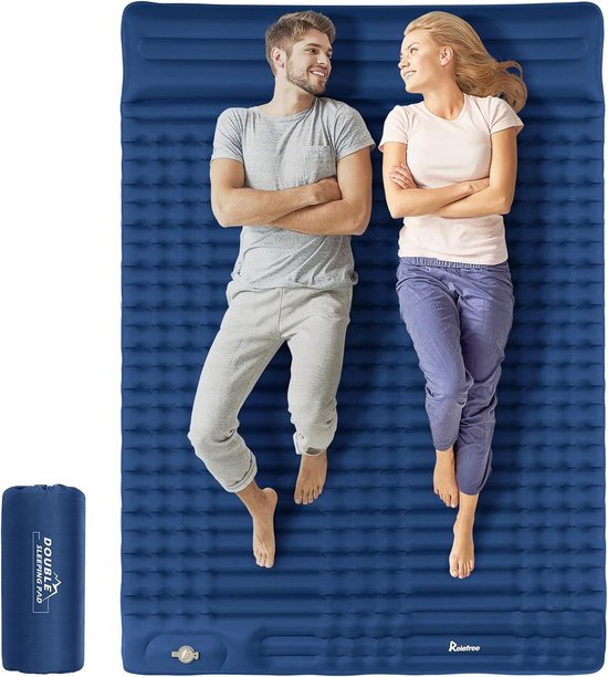 2 personen, 140 x 200 cm, grotere maten, opblaasbaar met voetpers en kussen, dubbel luchtmatras, waterdicht, slaapmat voor outdoor, wandelen, backpacking van FEALING