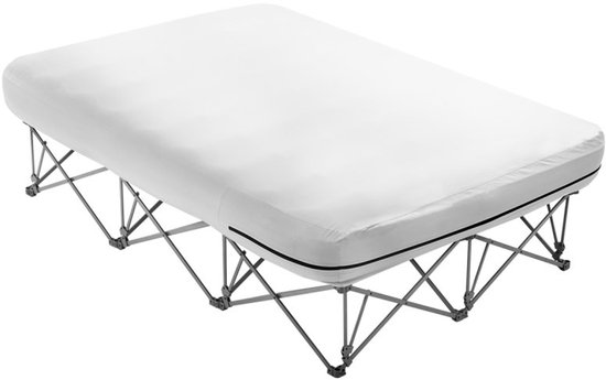 2-persoons luchtbed - Opblaasbaar matras met frame - Met pomp en roltas - Snel opblaasbaar - Draagvermogen 272 kg - Afmeting 200 x 150,5 x 58 cm - Voor thuis, logees en camping