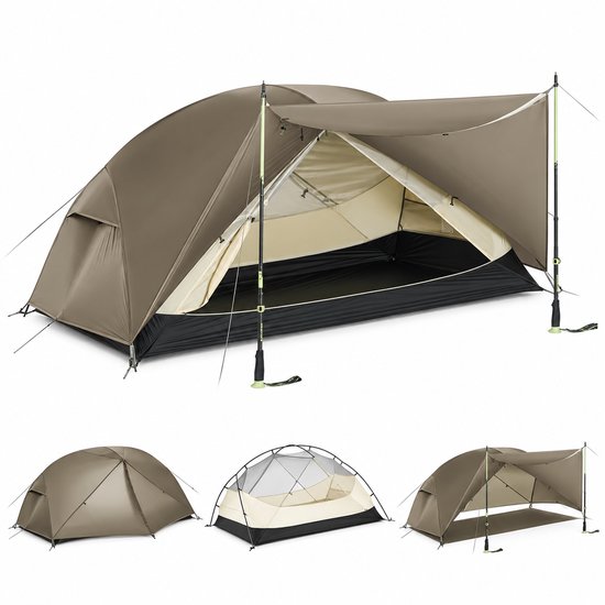 2-Persoons Tent – Waterdicht 3000 mm – Lichtgewicht 2,2 kg – Windbestendige Koepeltent – 3-4 Seizoenen