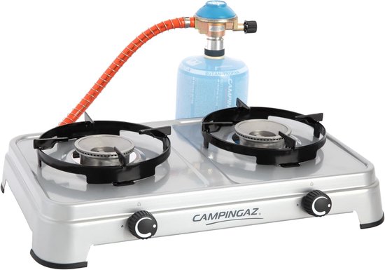 2-Pits Camping Gaskooktoestel – 3600 Watt – Traploos Verstelbaar – Met Slang en Regelaar – CV 470 Plus