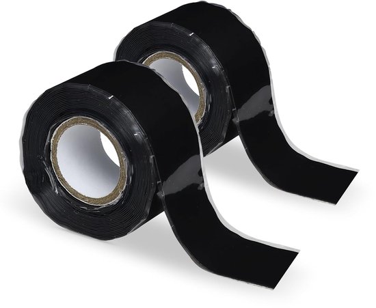 2 rollen zelfklevende siliconen band, 2,5 cm x 3 meter, zelfklevende afdichtingstape, waterdichte isolatietape, plakband, siliconen tape, afdichtingstape voor slangreparatie, kabelreparatie, zwart