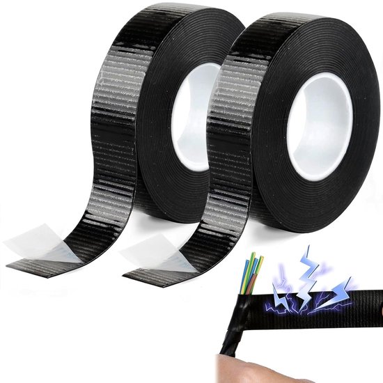 2 rollen zelflas tape - 5m x 22mm x 0,8mm Elektrische isolatietape Waterdicht & rubbergebaseerd, zelflas tape voor isolatie, reparatie en omwikkeling