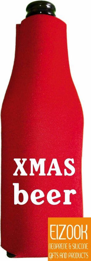 2 st. bier fles koelhoud hoes kerstmis thema rood - kerst - kado idee van Folat