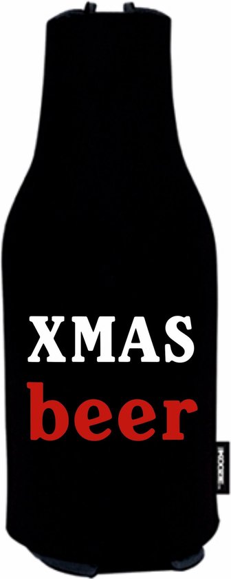 2 st. bier fles koelhoud hoes zwart kerstmis thema | kerst | kado idee van FlessenKoeltjes