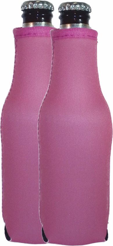 2 st. Bierfles koelhouder - bierfles - bierfles koelhouder - Roze van Relaxdays