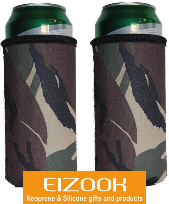 2 st. Koelhoud blik hoes 50cl - camouflage - blik koelhoud hoes van BHG.