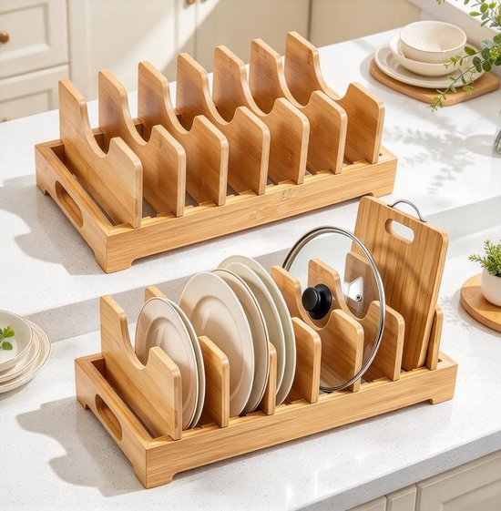 2 Stks Bamboe Pan Deksel Organizer Houder voor Keuken Kast