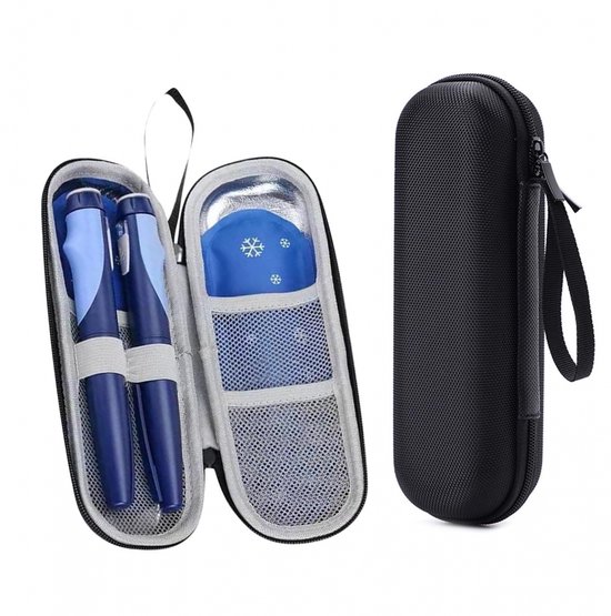 2 stuks - 20*7*5 cm - Insulinedoos - Insulinekoeler Reiskoffer - Insulinepen Etui - Kleine Medicijnkoelbox - Insulinekoeler Harde Koffer - Geen gel pack inbegrepen - Diabetes Opbergorganizer - voor Reizen en Dagelijks Gebruik - zwart van Merkloos