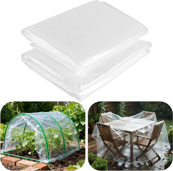 2 Stuks 2m x 3m Zware Polyethyleen Vellen, Dikke Heldere Plastic Doeken voor Tuinieren, Isolatie en Bouwbescherming van Merkloos
