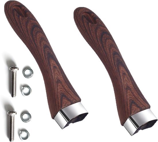 2 Stuks Afneembare Bakelieten Handgrepen voor Pannen, Wokken en Kookgerei (Bruin Hout)