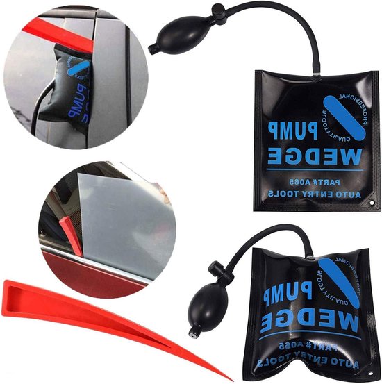 2 stuks Air Bag wig pomp opblaasbare auto-ingang montage auto deur venster gereedschap met Een Rode wig Pomp Uitlijning Wedge Opblaasbare Shim Pry Bar voor Home Deur Venster Installatie Auto Reparatie