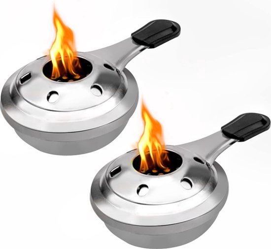 2 stuks draagbare roestvrijstalen alcoholkachel, afneembare fondue-alcoholbrander van Merkloos