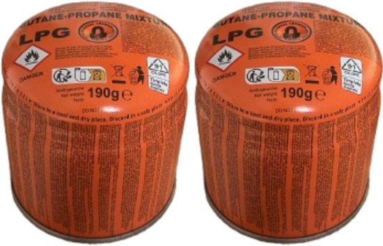 2 stuks - Gasblik | Gasbus |Camping Gasvulling |Gas Cartridge | Butaan & Propane Mixture Gas |190g - van Express Trading