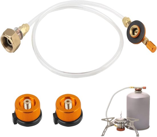 2 stuks gaspatronen adapter voor buiten gasfornuis, campingfornuis, steekpatronen en ventielpatronen, propaan navuladapter voor LPG platte cilinder