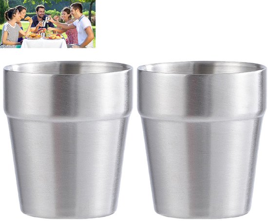 2 stuks - Geïsoleerde roestvrijstalen mok - Stapelbare roestvrijstalen mok - Dubbelwandige roestvrijstalen mok - Dubbelwandige vacuümgeïsoleerde drinkmok - Geschikt voor thuis, restaurants, kantoren, kamperen, feesten en andere gelegenheden.