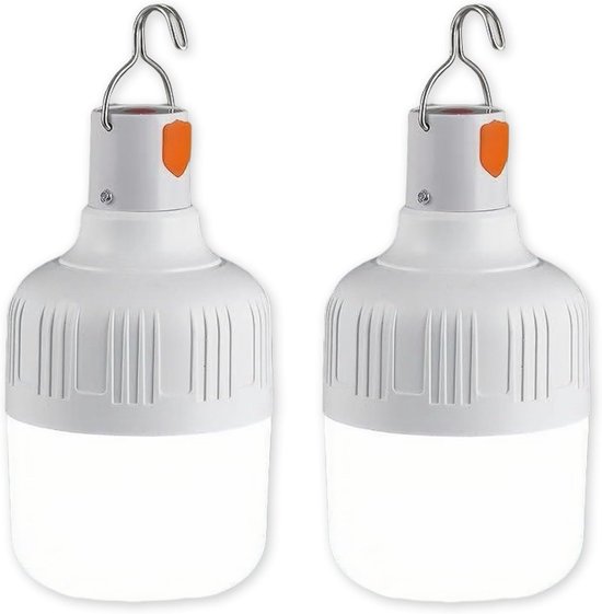 2 stuks LED Camping Lamp, 800 lumen, Aangedreven door Oplaadbare Batterijen, Witte Draagbare Hanglampen, Waterdicht