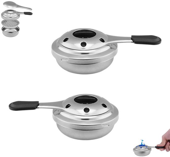 2 stuks - Mini-alcoholbrander - 15.5*9.5*4.5cm - Fonduebranders - Draagbare Alcoholbranders - Geschikt voor noodkoken op de camping - zilver - openlucht - met Winddichte Functionaliteit