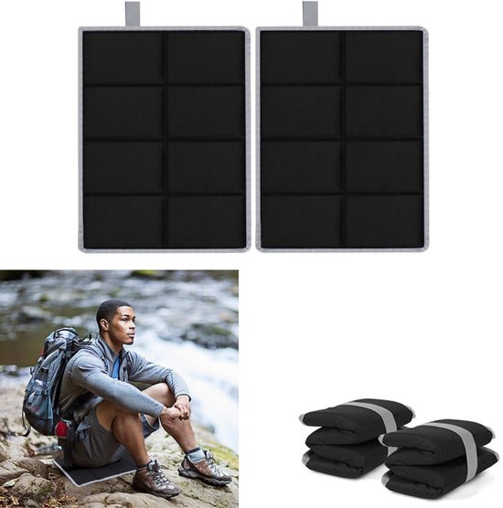 2 stuks - Opvouwbare waterdichte speelplaatsmat - Kinderzitjemat - Campingzitjemat - Draagbare wandelmat - zwart - Geschikt voor tuin, stadion, wandelen en kamperen van Merkloos