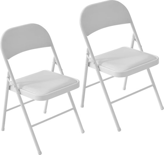 2 stuks PU opvouwbare stoel indoor metalen frame opvouwbare bureaustoel campingstoel ruimtebesparende bureaustoel voor gasten bezienswaardigheidsstoel en vergaderstoel (wit) van Wahson