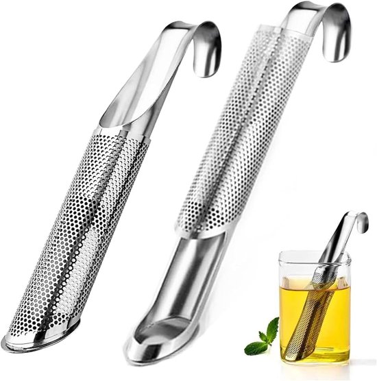 2 stuks roestvrijstalen theefilters, modern design, zeer fijnmazig voor losse thee/zwarte thee/detox thee/groene thee.