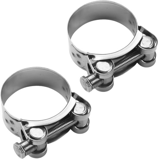 2 Stuks RVS Boutklemmen voor Motoruitlaatpijp, Slangklemmen, Uitlaatklem voor Buizen (32-35mm)