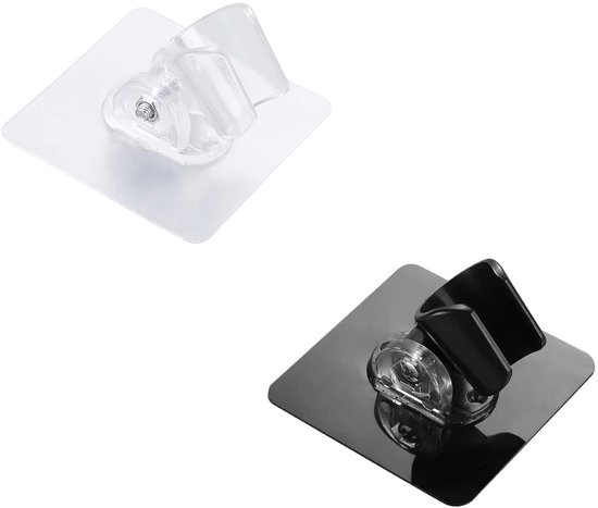 2 Stuks Self Adhesive Shower Head Holder Adjustable Bathroom Wall Mount Bracket Self-adhesive Handheld Drill-free Showerhead Rack Punch-free Chrome(Transparant, zwart) van Merkloos