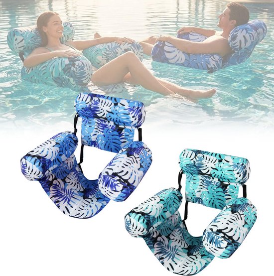 2 stuks - Waterhangmat - Drijvende Hangmat - Opblaasbare ligstoel - Zwemband voor volwassenen - Luchtbed - Waterspeelgoed - Water Hangmat - Opblaasbare Drijfstoel - Luchtmatras Zwembad - Zwembad/Strand - Float LoungeStoel - Blauw, Groen