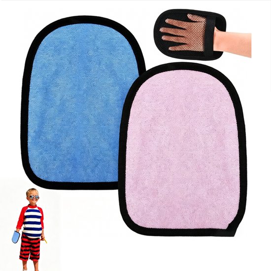 2 Stuks Zandverwijderaar Voor Strand - Strand Zandzakken - Zandborstel - Zandverwijderingshandschoenen - Handige Hulp Bij Zandverwijdering - Draagbare - Geschikt Voor Zomervakantie, Cruise, Surfen, Volleybal - Roze, Blauw