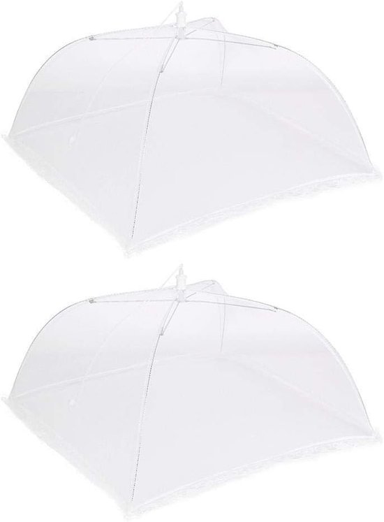 2 stuks‑opvouwbaar voedselnet voor picknick‑beschermt voedsel tegen insecten‑transparant‑voor thuisgebruik‑17 inch 43*43cm‑wit