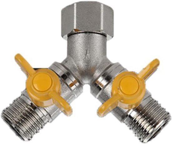 2-Weg Gasbalansklep met Individuele Aan/Uit Schakeling, 1/2" Y-Splitter voor Keuken en Thuisgebruik, Duurzaam en Betrouwbaar