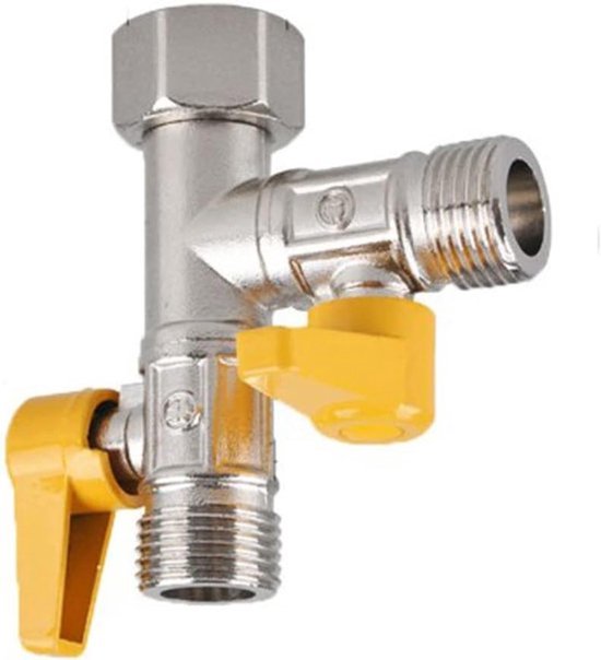 2-wegs gasregelventiel met individuele aan/uit-schakelaars, 1/2" T-splitsing voor keuken en thuisgebruik, messing kranen en gasinstallaties