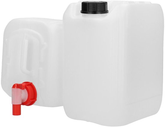 2 x 10.000 ml Jerrycan UN gekeurd HDPE naturel + Dop Zwart + Tap kraan - BPA Vrij - Niet Breekbaar - Jerrycan UN gekeurd - 2 stuks van Merkloos
