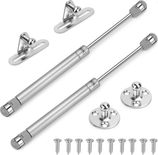 2 x Gas Springs, 60N/6 kg Gas Pistons for Kitchen Doors, Pneumatic Furniture Jack, Wardrobe Hinge, Shock Absorber Arm - ShopVlot