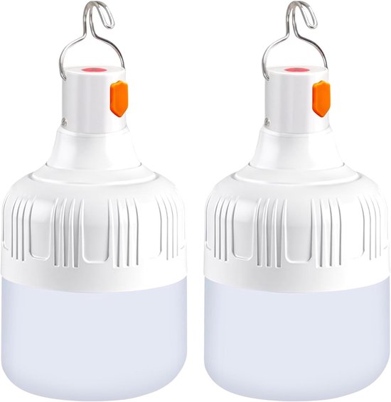 2 x LED-kampeerlantaarns, krachtige USB-oplaadbare kampeerlamp, 500 lumen buitenlamp, 3 helderheidsstanden, draagbare waterdichte tentlamp voor kamperen, vissen, wandelen en tuinieren.
