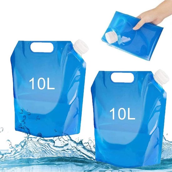 2 x opvouwbare waterzakken, 5 l + 10 l waterjerrycan, opvouwbaar, draagbare opvouwbare drinkwatercontainer, watertank, waterzak kamperen voor buiten kamperen, wandelen, picknicken, barbecue van Waternymph